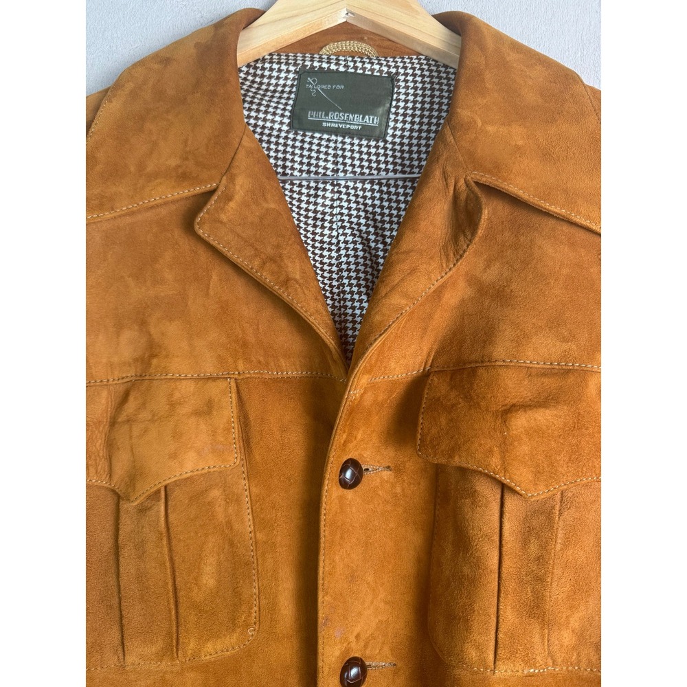 Phil Rosenblath Vintage 70s Safari Suede Jacket Mens M Brown Excellent Belted - Picture 2 of 14